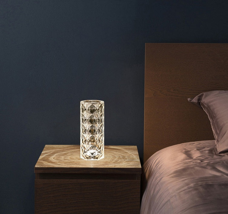 Nordic Kristall Lampe USB Tisch Lampen Schlafzimmer Touch Dimmen Atmosphäre Diamant Nacht Licht Rose Projektor Lampe Dekor DamnLuxe