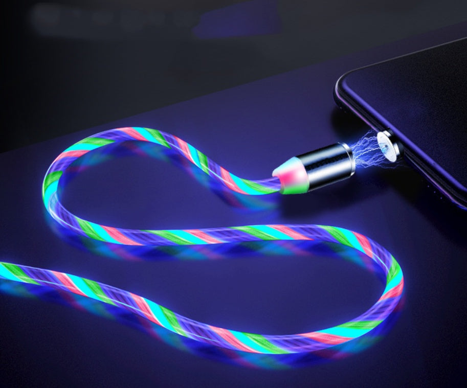 Kompatibel mit Apple, fließendes Licht, magnetisches Streamer-Datenleitungskabel für iPhone Android Typec DamnLuxe