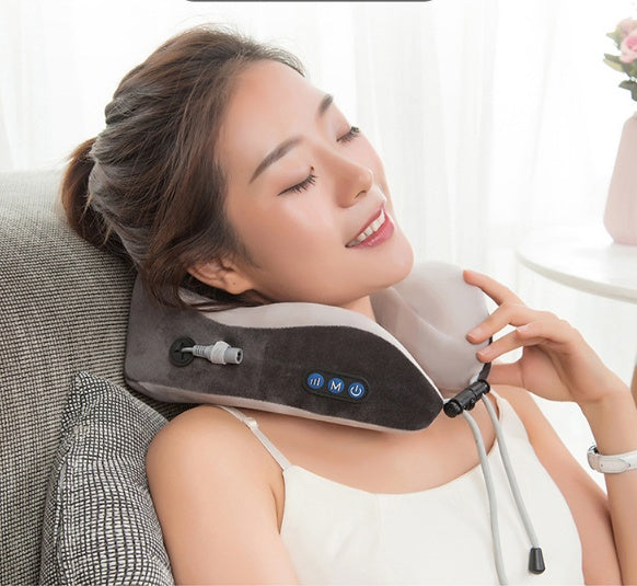 Elektrisches Nackenmassagegerät, U-förmiges Kissen, multifunktionales tragbares Schulter-Zervikalmassagegerät, Outdoor-Heim-Automassage DamnLuxe