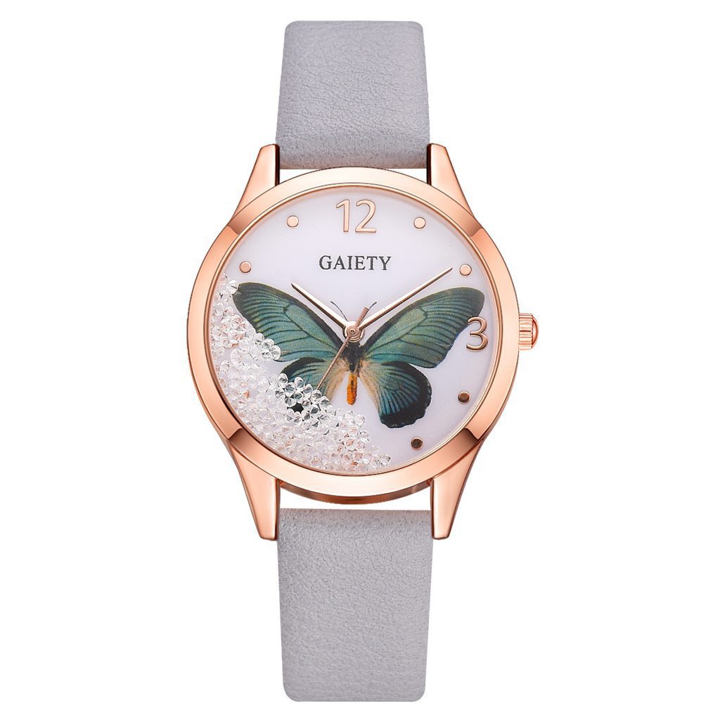 Gaiety Marke Frauen Uhren Luxus Abnehmbare Strass Schmetterling Uhren Damen Leder Kleid Damen Armbanduhren Weibliche Uhr DamnLuxe