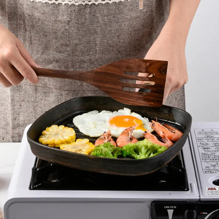 Neues 6-teiliges Küchenutensilienset aus schwarzem Nussbaumholz für den Haushalt, Massivholz, Küche, Kochen, Holzschaufel, Holzlöffel, Kochset Feedback DamnLuxe