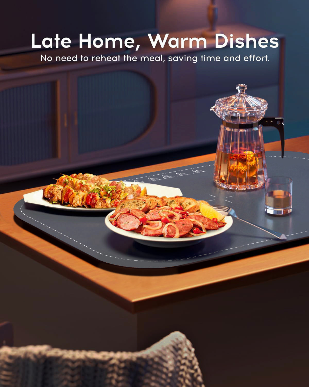 Willing 250W Speisenwärmermatte mit 3 Temperaturstufen, tragbar, für Edelstahl, Keramik, Glas und Emaille – Marineblau null