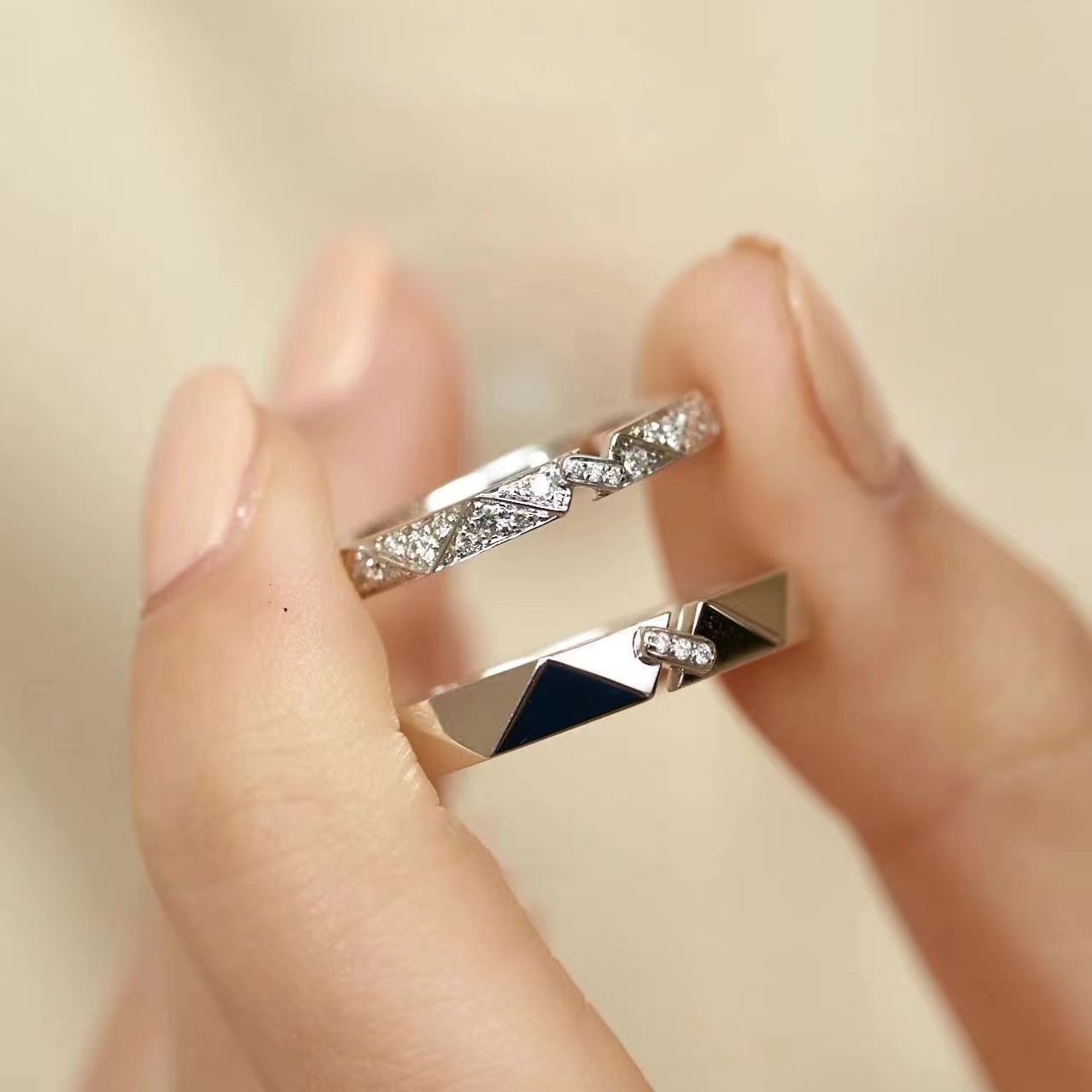 Paar Ring Sterling Silber Gold Hoch Qualitativ DamnLuxe