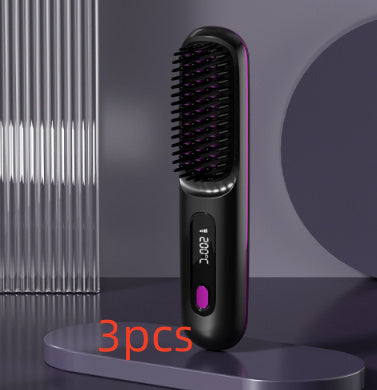 2 in 1 Glattes Haar Kamm Kabelloser Haarglätter Bürste Haar Schnellheizung Tragbarer Heißlockenwickler USB-Aufladung DamnLuxe