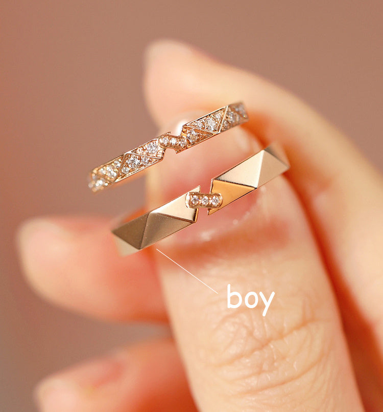 Paar Ring Sterling Silber Gold Hoch Qualitativ DamnLuxe