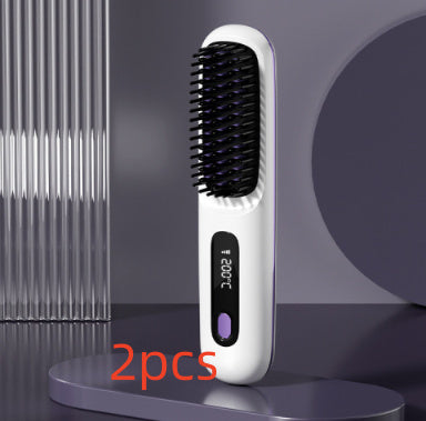 2 in 1 Glattes Haar Kamm Kabelloser Haarglätter Bürste Haar Schnellheizung Tragbarer Heißlockenwickler USB-Aufladung DamnLuxe