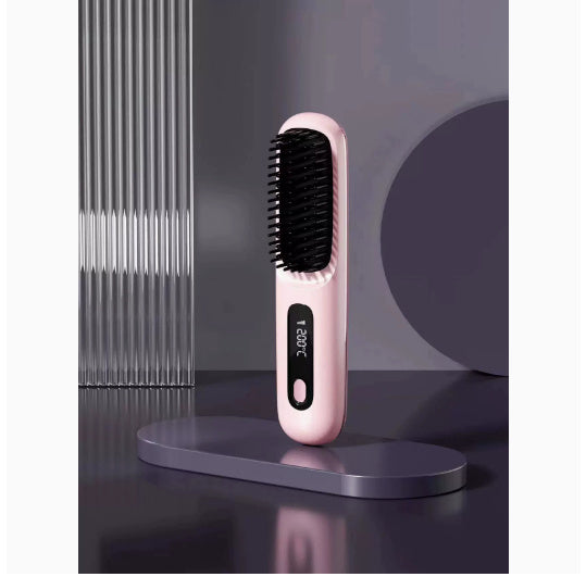 2 in 1 Glattes Haar Kamm Kabelloser Haarglätter Bürste Haar Schnellheizung Tragbarer Heißlockenwickler USB-Aufladung DamnLuxe