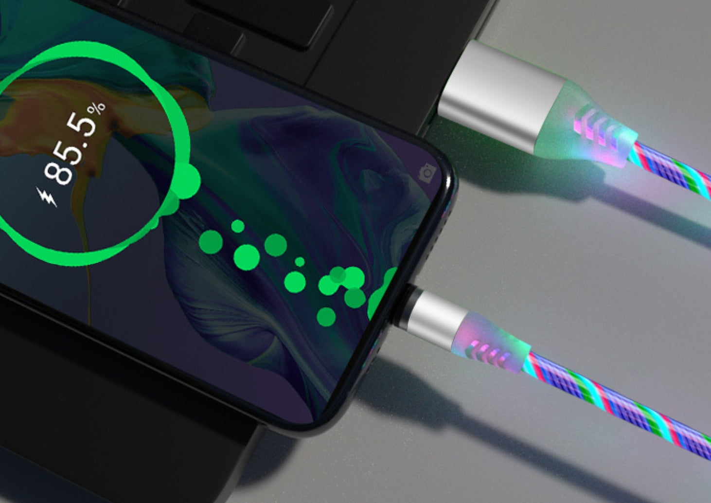 Kompatibel mit Apple, fließendes Licht, magnetisches Streamer-Datenleitungskabel für iPhone Android Typec DamnLuxe