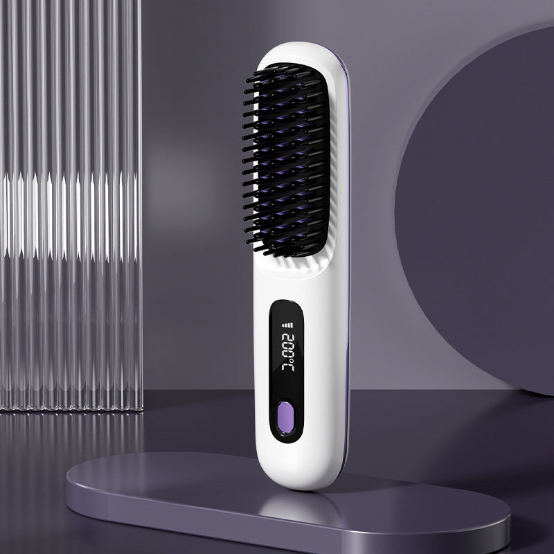 2 in 1 Glattes Haar Kamm Kabelloser Haarglätter Bürste Haar Schnellheizung Tragbarer Heißlockenwickler USB-Aufladung DamnLuxe