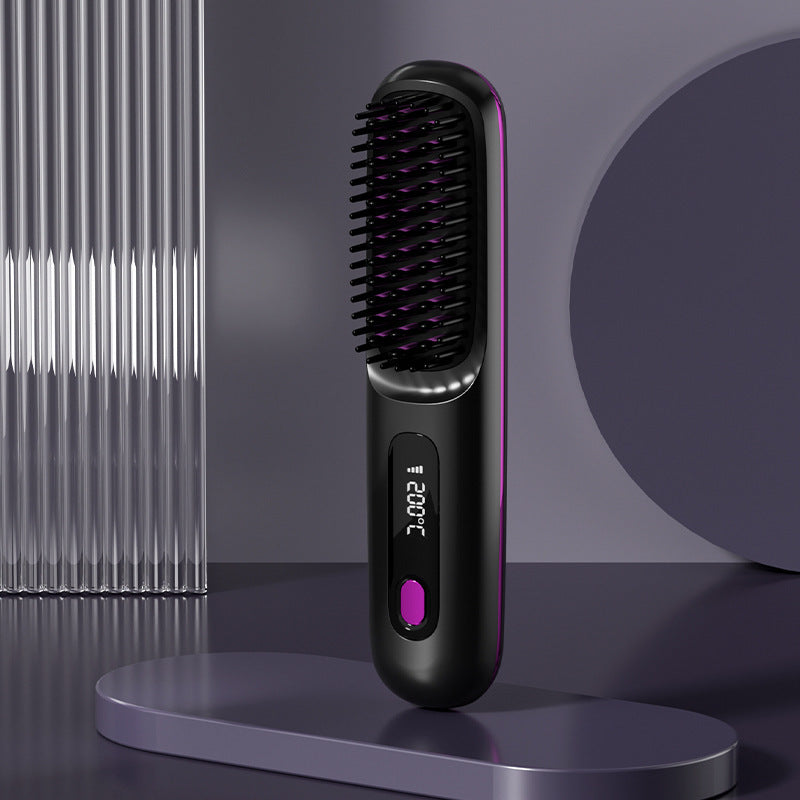2 in 1 Glattes Haar Kamm Kabelloser Haarglätter Bürste Haar Schnellheizung Tragbarer Heißlockenwickler USB-Aufladung DamnLuxe