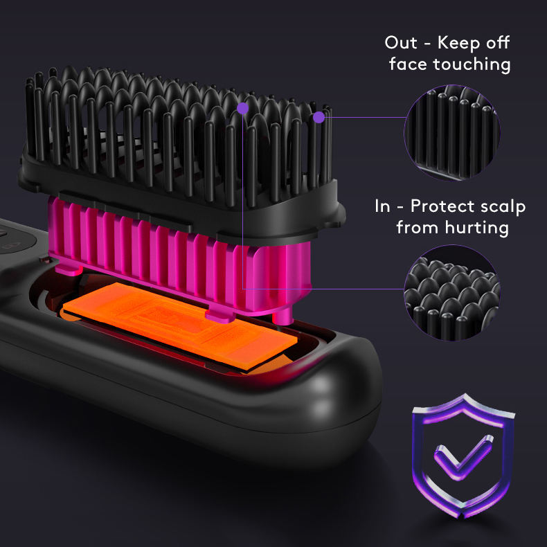 2 in 1 Glattes Haar Kamm Kabelloser Haarglätter Bürste Haar Schnellheizung Tragbarer Heißlockenwickler USB-Aufladung DamnLuxe