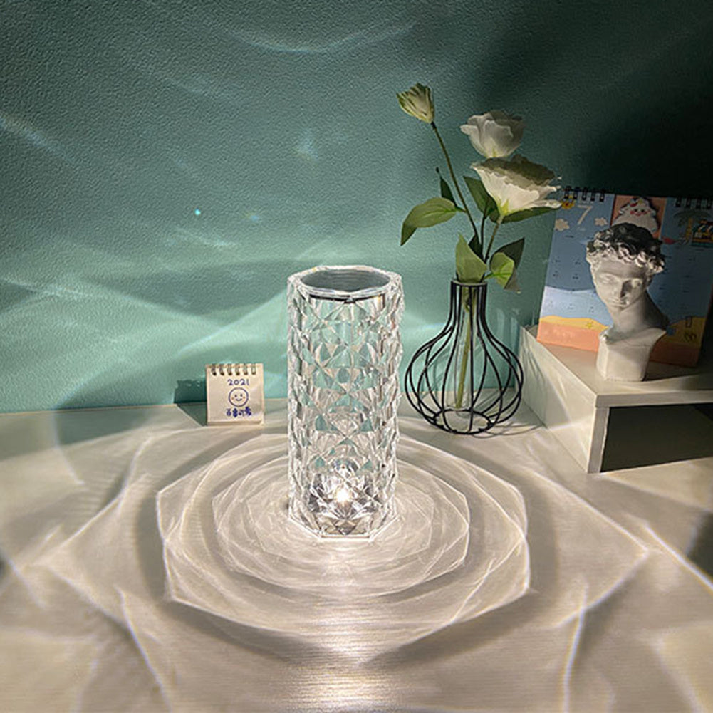 Nordic Kristall Lampe USB Tisch Lampen Schlafzimmer Touch Dimmen Atmosphäre Diamant Nacht Licht Rose Projektor Lampe Dekor DamnLuxe