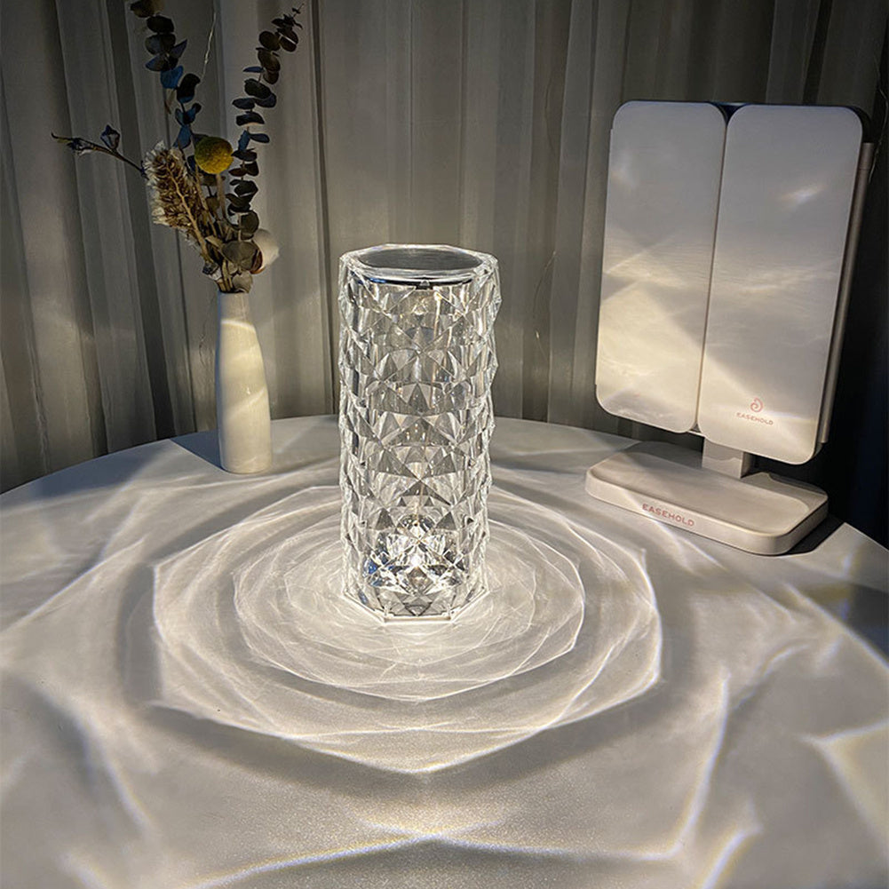 Nordic Kristall Lampe USB Tisch Lampen Schlafzimmer Touch Dimmen Atmosphäre Diamant Nacht Licht Rose Projektor Lampe Dekor DamnLuxe