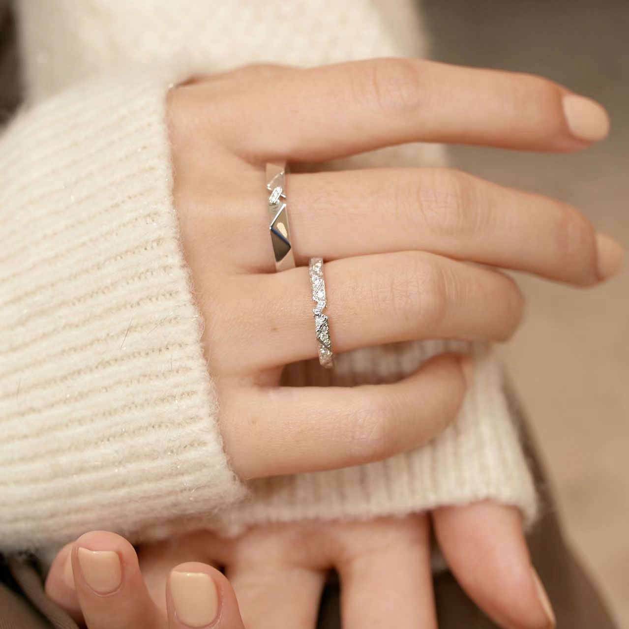 Paar Ring Sterling Silber Gold Hoch Qualitativ DamnLuxe