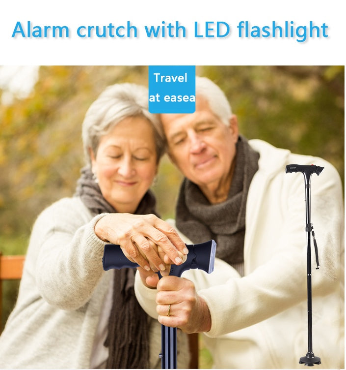 Gehstock mit LED-Alarm für Damen und Herren, höhenverstellbar, faltbar, 5-stufig DamnLuxe