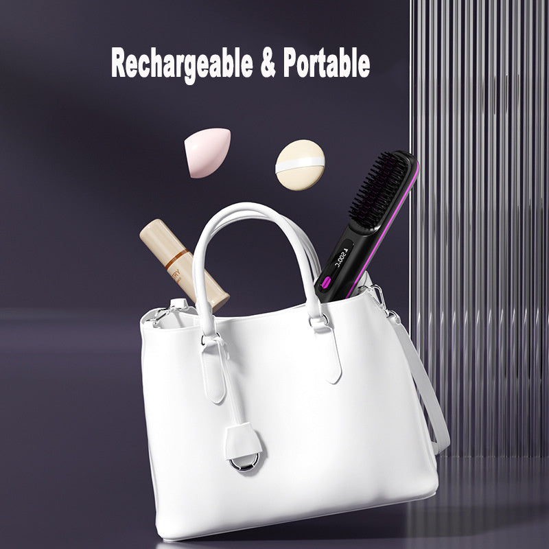 2 in 1 Glattes Haar Kamm Kabelloser Haarglätter Bürste Haar Schnellheizung Tragbarer Heißlockenwickler USB-Aufladung DamnLuxe