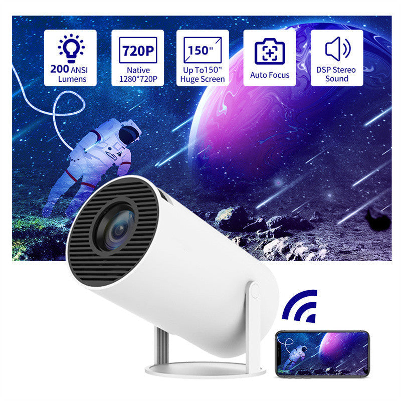 Tragbarer Projektor, kleiner gerader Projektor für den Heimgebrauch, 180-Grad-Projektionswinkel, automatischer Fokus, Heimvideoprojektor DamnLuxe