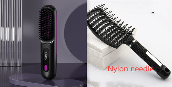 2 in 1 Glattes Haar Kamm Kabelloser Haarglätter Bürste Haar Schnellheizung Tragbarer Heißlockenwickler USB-Aufladung DamnLuxe