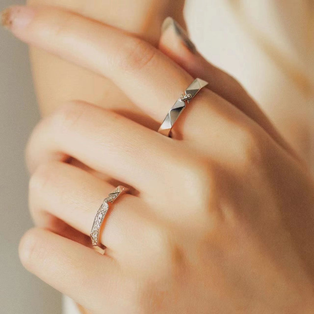 Paar Ring Sterling Silber Gold Hoch Qualitativ DamnLuxe