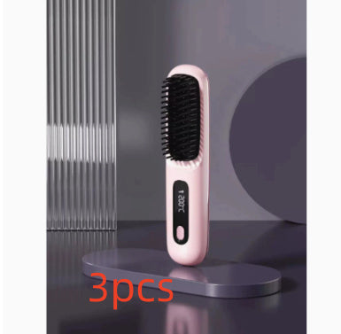 2 in 1 Glattes Haar Kamm Kabelloser Haarglätter Bürste Haar Schnellheizung Tragbarer Heißlockenwickler USB-Aufladung DamnLuxe
