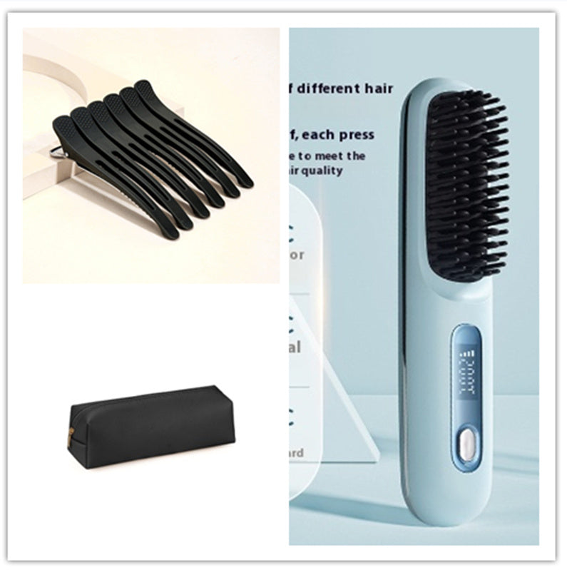 2 in 1 Glattes Haar Kamm Kabelloser Haarglätter Bürste Haar Schnellheizung Tragbarer Heißlockenwickler USB-Aufladung DamnLuxe