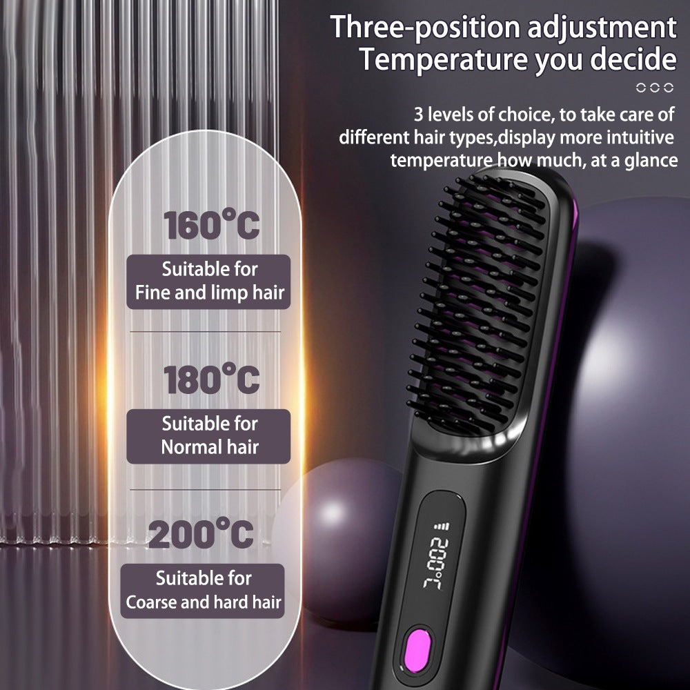 2 in 1 Glattes Haar Kamm Kabelloser Haarglätter Bürste Haar Schnellheizung Tragbarer Heißlockenwickler USB-Aufladung DamnLuxe