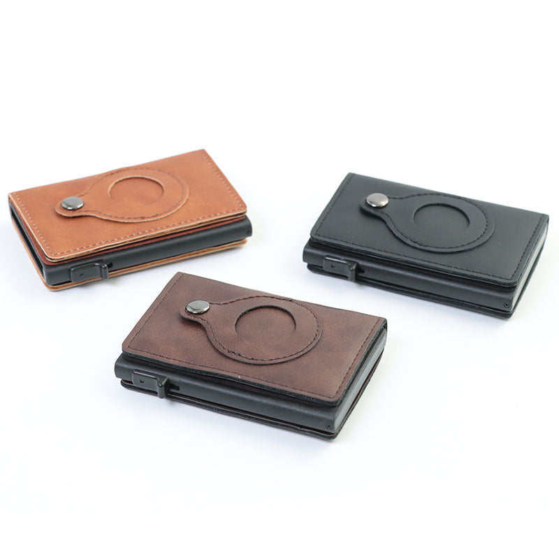 Kreditkartenetui für Herren mit AirTag-Fach, schlanke RFID-Geldbörse, Geldklammer-Geldbörse für Herren, minimalistische Geldbörse für Herren null