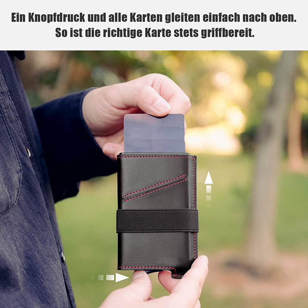 Leder Portmonee mit Aluminium Karten halter Top Qualität DamnLuxe